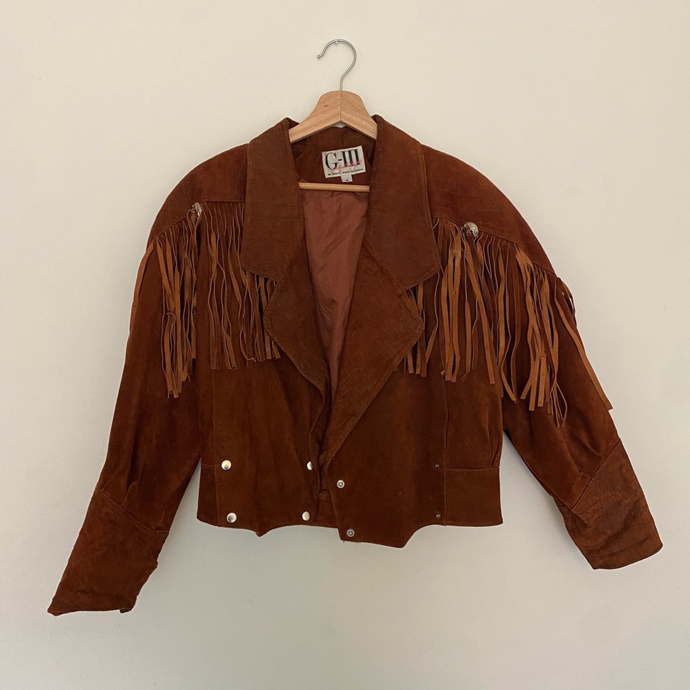 Vintage Genuine Leather Women's Brown Fringe Jacket